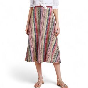 NWOT Maeve Skirt Womens XS Chevron Knit Midi Length Lined Boho Rainbow‎ A-line